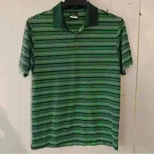 Nike Golf Men's Green Striped Dri-Fit Short Sleeve Activewear Polo Shirt Size M